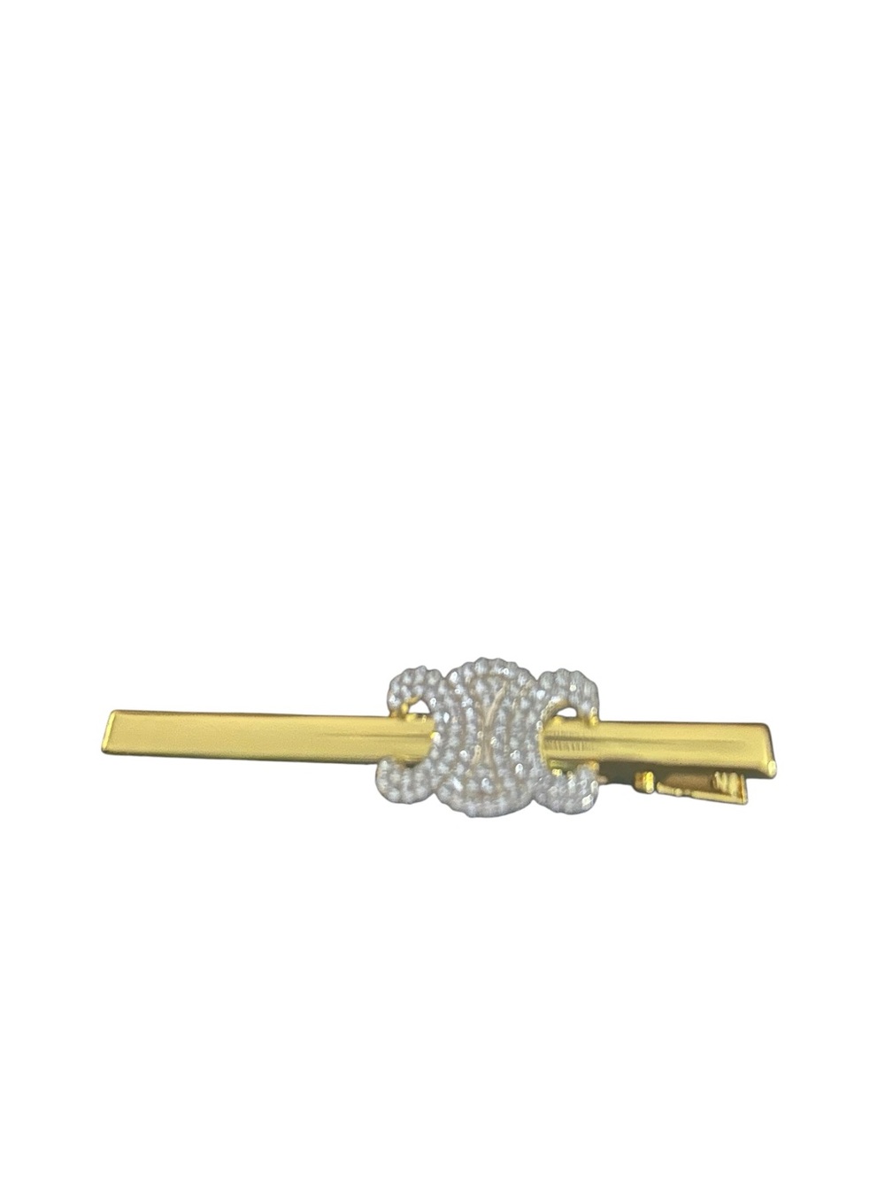 Gold Barrette with Faux Pearl Knot Accent